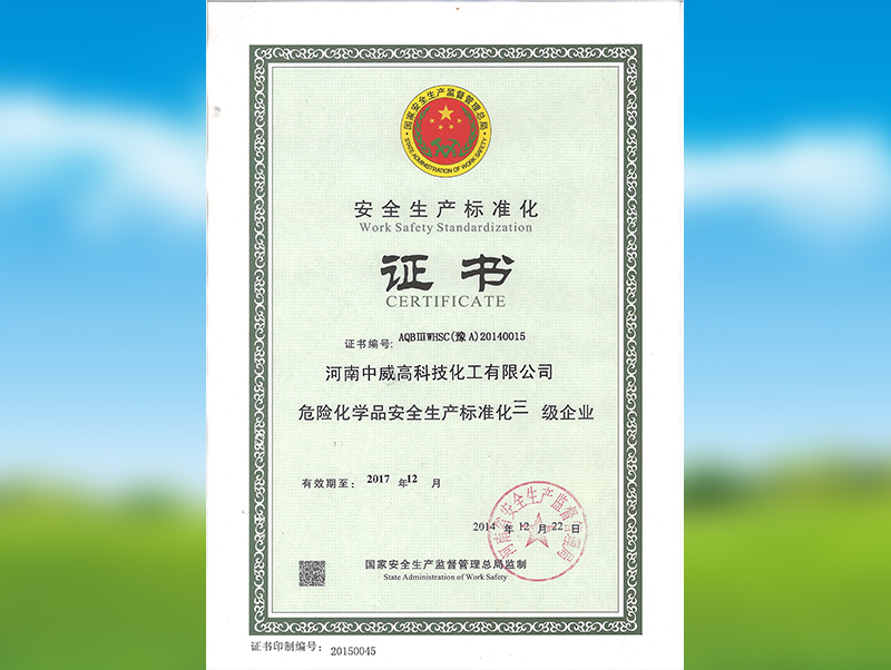 安全生產(chǎn)標(biāo)準(zhǔn)化三級(jí)企業(yè)